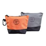 Klein Tools 55470 Utility Bag, Stand-Up Zipper Tool Bags in Orange/Black, Gray/Black, 2-Pack