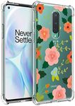 Osophter for Oneplus 8 Case [Not Compatible with Oneplus 8t],Clear Transparent Reinforced Corners TPU Shock-Absorption Flexible Cell Phone Cover for One Plus 8(Cartoon Flower)