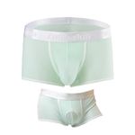 JINSHI Men's Tagless Boxer Briefs See Through Sheer Underwear Stretch Breathable Boxers, 1 Pack:green, XL