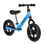 Qaba 12" Kids Balance Bike No Pedal Bicycle Adjustable Seat and Handlebar Training Toddler Bike 3-5 Years Blue