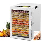 Kwasyo 12 Trays Stainless Steel Food Dehydrator, Dual fan 360° Efficient Drying, 24H Adjustable Timer & 20-90℃ Temperature Control, Overheat Protection, Dehydrator Food Dyer uk for meat fruit, 800W