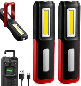 SHINROW 2 PCS Rechargeable LED Work Light with Magnetic Base Portable Task Inspection Trouble Lights Lamp is Small and Reliable and Super Bright, for Tool Gifts for Men(Red)