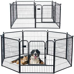PetierWeit Dog Playpen Pet Fence Heavy Duty Metal Folding Pet Exercise Pen 8 Panels 32 Inch Anti-Rust Dog Barrier with Door Indoor/Outdoor Ideal for Small-Large Dogs Pet Supplies for RV Camping Yard