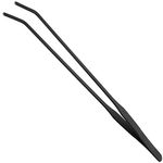 EvaGO 15 inch Black Curved Aquarium Tweezers Stainless Steel Curved Tweezer with Carbonation Protection Coating Against Rust Long Reptiles Feeding Tongs for Aquatic Plants Lizards Spider Snakes