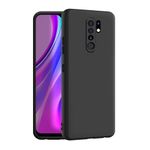 CEDO Redmi 9 Prime Back Cover | Camera Bump Protection & Ultra Slim | Matte Soft Silicon Shock Proof Rubberised Back Case Cover (Black)