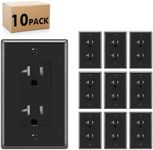 Micmi Decorator Receptacle Outlet, Tamper Resistant, Decorative Receptacle Outlet, 20Amp 125Volt, Grounding with Wall Plate UL Listed (10Pack, Black, 20 Amp Outlet)