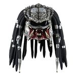 nezababy Predator Mask with Dreads Hair Scary Alien Mask Full Face Latex Masque Props Halloween Costumes Accessories (Predator Mask)