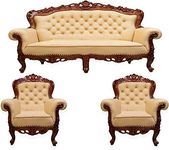 WOOD KARTINDIA Woodkartindia Luxury Classic Light Baroque Style Wooden Sofa Set for Home Furniture Home Decor Furniture Wedding Gifting Item (5 Seater Sofa Set) (Indian Carved)