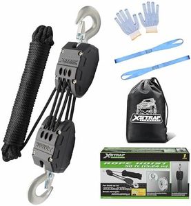 ‌XSTRAP STANDARD Heavy-Duty Block and Tackle Pulley System, 1000LB wCapacity, 5:1 Lifting Power, 50FT Rope Hoist with 2 Soft Loops for Garage, Hunting, Tree Cutting, Deer Hoist, DIY Attic Lift, Black