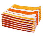 Space Fly Striped Hand Towels High Absrobent for Kitchen and Bathroom (Set of 6) 12 inch X 18 inch (Yellow & White)