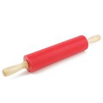 Remeel Silicone Rolling Pin Non-Stick Surface Wooden Handle (Red, 12 inch)