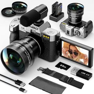 NBD 5K 64MP Digital Cameras for Photography,16X Zoom，Flip Screen,Dual-Lens