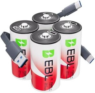 EBL Rechargeable C Batteries 7500mWh 1.5V Lithium USB-C Cable 1600+ Cycles Fast Charging for Cameras, Flashlights Toys Emergency Lights (4 Pack)