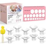 Nursi Luna Flange Sizing Kit 3 in 1 Ultimate with 10PCS Flange Inserts 13/15/17/19/21mm, Nipple Ruler, Cleaning Brush, Silicone Flange Insert Kit for 24mm Most Pumps, Pumping Breastfeeding Essentials