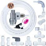 Refrigerator Water Line Kit Connection and 1/4 Compression Ice Maker Installation Kit,1/4" OD Tubing with Quick Connect for Fridge IceMaker RO Systems Water Filter Faucet,+Feed Water Adapetr 32.8ft