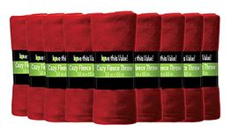 12 Pack Wholesale Soft Comfy Fleece Blankets - 60" x 50" Cozy Throw Blankets (Red)