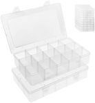 Umirokin 2 Pack 15 Grids Clear Plastic Organizer Box with Adjustable Dividers, Craft Storage Containers for Jewelry, Beads, Screws, Tackle Box, Washi Tapes, Small Parts Organizer for Arts and Crafts