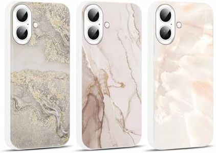 Foonary 3 Piezas Funda para Apple iPhone 16 6,1", Aesthetic Mármol Dibujos Diseño Motive Carcasa, Silicona Cover Bumper Case para iPhone 16, Mármol 03