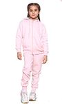 WOOD QUAIL Kids Boys Girls Tracksuits Set Hoodies Plain & Printed Tracksuit Hoodie with Joggers Sports Activewear Age 5-13 Years (9-10 Years, Baby Pink Zipper Suit)