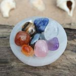 Quality Healing Crystals Gift Set, with Elegant Selenite Bowl, 7 Chakra Crystals, Plus Bonus Tiger's Eye Gemstone - Ideal Crystal Healing, Reiki, Meditation Set
