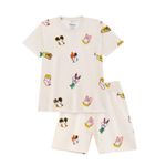 Nap Chief Kids Cotton Disney Mickey & Friends Co-ord Sets for Boys & Girls, T Shirt and Shorts for Casual Wear - (DS2119Y_Off-White_7-8 Years)