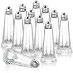 Yopay 12 Pieces Salt and Pepper Shaker Set, 1oz/30ml Tower Glass Body Mini Restaurant Shakers with Stainless Steel Lids, Clear Curved Design