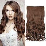 REECHO 20" 1-Pack 3/4 Full Head Curly Wave Clips in on Synthetic Hair Extensions HE008 Hairpieces for Women 5 Clips 4.5 Oz per Piece - Medium Warm Brown