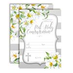 Watercolor Floral Lilies First Holy Communion Religious Party Invitations, 20 5"x7" Fill In Cards with Twenty White Envelopes by AmandaCreation