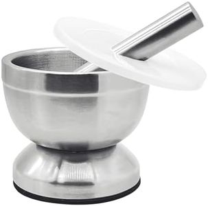 Premium 18/8 Stainless Steel Mortar and Pestle Set - 11cm Diameter Spice Grinder Herb Crusher Pill Crusher - Food Safe - Easy to Clean - Sturdy Solid Steel Pestle - Kitchen Essential