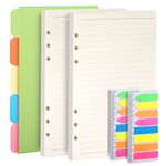 Teenitor 2 Pack A5 Refills Planner Inserts Lined Paper + 5 Color Subject Dividers + 320 Pcs Note Flags Index Tabs, 6-Ring Ruled Diary Refillable Pages, Horizontal Dividers & PET Translucent Tabs