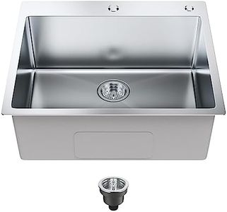 VEVOR Kitchen Sink, 64x56cm, 304 Stainless Steel Drop-in Sinks, Top Mount Single Bowl Basin with Accessories(Pack of 2), Household Dishwasher Sinks for Workstation, RV, Prep Kitchen and Bar Sink