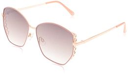 TAHARI Women's Th808 Metal 100% Uv Protective Geometric Sunglasses. Elegant Gifts for Her, 60 Mm, Rose & Rose Gold