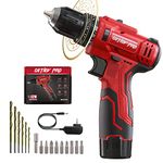 DETLEV PRO Cordless Electric Drill Set 12V Electric Screwdriver Power Drill Driver Tool Kit with 3/8-Inch Keyless Chuck and Drill Bits Screwdriver Bits