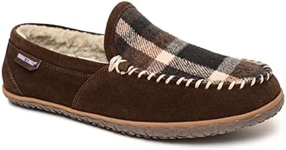 Minnetonka Men s Tilden Suede Moccasin Slippers, Chocolate Plaid Combo, 6 UK