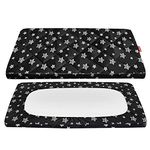 Pack and Play Mattress Pad Cover Fits Graco Pack n Play, Quilted Pack and Play Fitted Sheets Boy, Soft and Breathable Playpen Sheets 39"×27"×5" for Play Yards and Foldable Mattress Pad (Black Star)