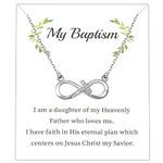 FEELMEM Infinity Love Cross Pendant Necklace for Goddaughter Baptism Gift Religious Faith Jewelry Christian Baptism Gifts (My Baptism necklace)