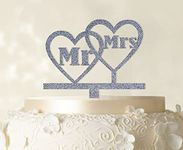 Printtoo Mr Mrs Cake Topper Personalized Glitter Silver Cake Topper Color Option Available 6.5"-7.5" Inches Wide