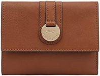PAUL COSTELLOE Genuine Leather Women's Purse with Flap & Gold Finish Logo Embossed Hardware disc, Designer RFID-Blocking Bifold Wallet with Zip Coin Pocket - Stylish Designer Purse - LAWA