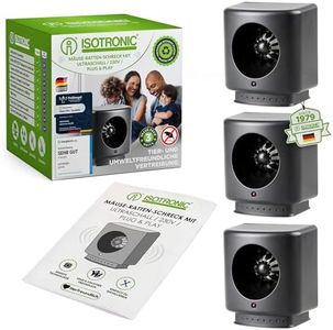 ISOTRONIC Ultraschall Mäuseabwehr zum Mäuse & Ratten vertreiben – Schädlingsvertreiber für Dachboden, Keller & Garage – Mäuseschreck ohne Gift & Mausefalle – 50m² Wirkungsbereich (3 Stück)