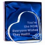 Gifts for Mom from Daughter Son - Birthday Gifts for Mom - Mothers Day Gifts - Christmas Present - Mom Gifts - Engraved Glass Heart Plaque You're the MOM Everyone Wishes They Had for the Best Mother