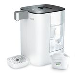 BRITA Cube Ambient & Hot Water Dispenser White (4.0 L) various temperature and cup-size presets, ultimate safety with UV-C technology for bacteria-free water & integrated MAXTRA PRO water filter