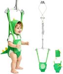 FUNLIO Baby Door Jumper for 6-24 Months (with Door Clamp), Baby Jumper Doorway with Strong Spring & Adjustable Strap, Portable Infant Door Bouncer, Bearing 40 Lbs, Green Dinosaur