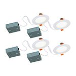 BAZZ Slim Disk Stak Integrated LED 4-in Recessed Fixture - Matte White Finish (4-Pack)