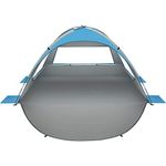 Oileus Beach Tent 2-3 Person Portable Sun Shade Shelter UV Protection, Extended Floor Ventilating Mesh Roll Up Windows Carrying Bag Stakes 6 Sand Pockets Fishing Hiking Camping,Blue