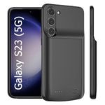 Battery Case for Samsung Galaxy S23,4800mAh Extended Backup Battery Charging Case for Samsung Galaxy S23 5G 6.1" Rechargeable External Power Bank Charger Case,Black