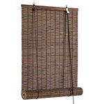 Cy.curtain bright Roller Blinds for Interior, Bamboo Blind, Sun Protection and Privacy for Doors and Windows, Opaque Bamboo Blinds (Braun, 90 x 220 cm)