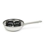 4 Cups Egg Poacher Pan - Premium Stainless Steel Poached Egg Maker with Vented Glass Lid, 20cm Frypan, and Steamer Rack - Non Stick Easy Clean - Lightweight