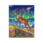 Larsen FH26 Reindeer in Northern Lights, Neutral Edition, 60 Piece Boxless Tray & Frame Jigsaw Puzzle