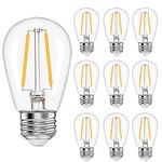 LED S14 Replacement Light Bulbs, Shatterproof Waterproof 2W Outdoor String Light Bulbs, E26 Medium Base, 2700K Warm White, 150LM, CRI80, Non-Dimmable (10)