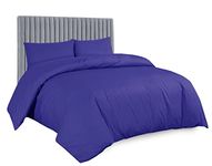 AATH COLLECTION Duvet Cover Bedding Set, Double, King, Super King Size Egyptian Cotton Duvet Set with Pillow Cases. 100% Long Staple Soft Cotton Duvet Set with Easy Closure (Single, Royal Blue)